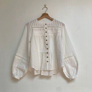 NWOT Petite Studio Elyna Linen Blouse